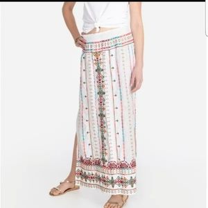 Johnny Was JW Los Angeles white embroidered Verena skirt